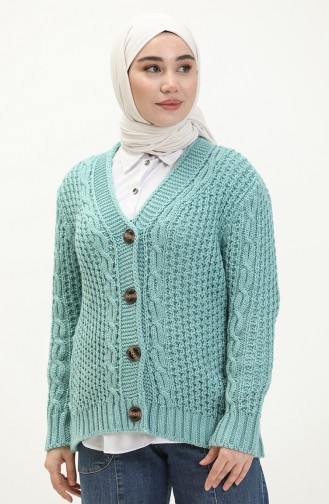 Buttoned Knitwear Cardigan 80053-06 Green Almond 80053-06