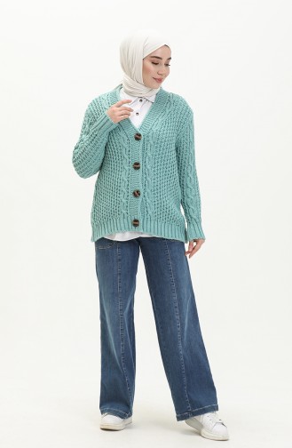 Buttoned Knitwear Cardigan 80053-06 Green Almond 80053-06