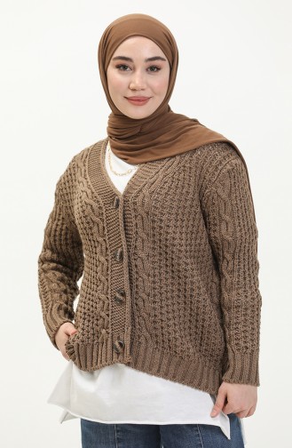Buttoned Knitwear Cardigan 80053-09 Mink 80053-09