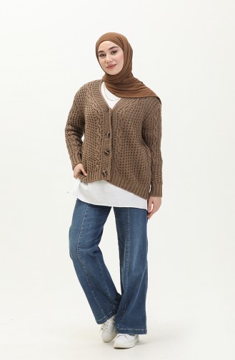 Buttoned Knitwear Cardigan 80053-09 Mink 80053-09