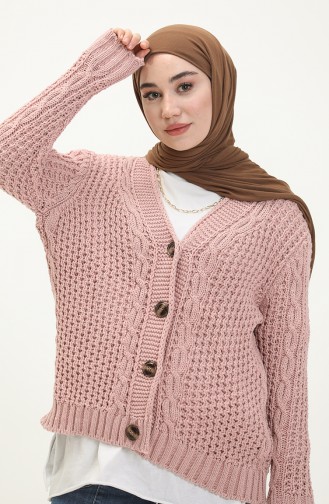 Triko Düğmeli Hırka 80053-11 Pudra
