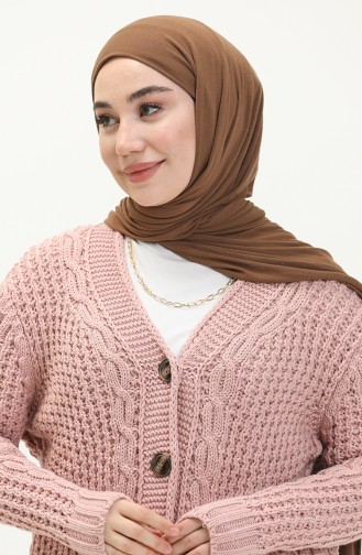 Triko Düğmeli Hırka 80053-11 Pudra
