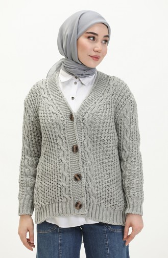 Buttoned Knitwear Cardigan 80053-12 Gray 80053-12