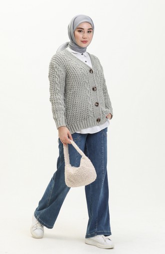 Buttoned Knitwear Cardigan 80053-12 Gray 80053-12