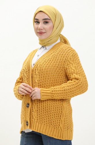 Triko Düğmeli Hırka 80053-13 Sarı