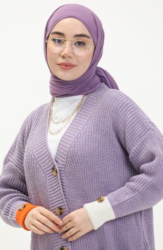 Buttoned Pocket Knitwear Cardigan 80054-03 Lilac 80054-03