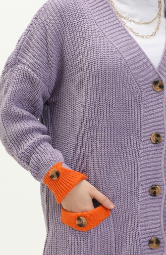 Buttoned Pocket Knitwear Cardigan 80054-03 Lilac 80054-03