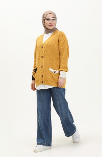 Buttoned Pocket Knitwear Cardigan 80054-04 Yellow 80054-04
