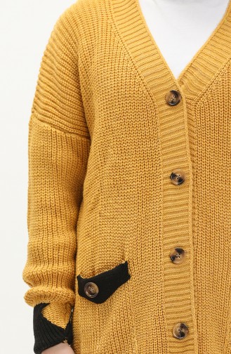 Trikot Strickjacke mit Knopf und Taschendetail 80054-04 Gelb 80054-04