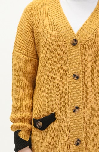 Cardigan Tricot Boutonné avec Poches 80054-04 Jaune 80054-04