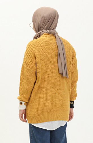 Trikot Strickjacke mit Knopf und Taschendetail 80054-04 Gelb 80054-04