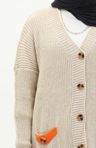 Trikot Strickjacke mit Knopf und Taschendetail 80054-05 Steinfarben 80054-05