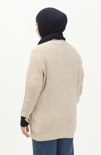 Trikot Strickjacke mit Knopf und Taschendetail 80054-05 Steinfarben 80054-05