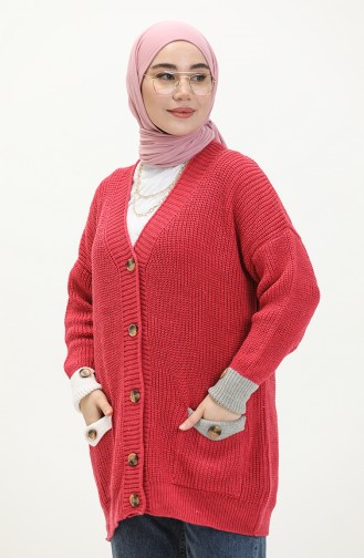 Buttoned Knitwear Cardigan 80054-07 Coral 80054-07