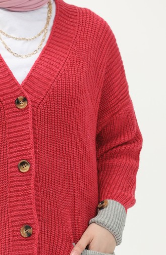 Cardigan Tricot Boutonné avec Poches 80054-07 Corail 80054-07