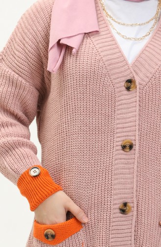 Trikot Strickjacke mit Knopf und Taschendetail 80054-08 Dunkel Puderfarben 80054-08
