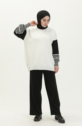 Trikot Anzug mit ethnisches Muster 22167-02 Knochenfarbe 22167-02