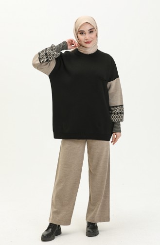 Ethnic Pattern Knitwear Suit 22167-05 Black 22167-05