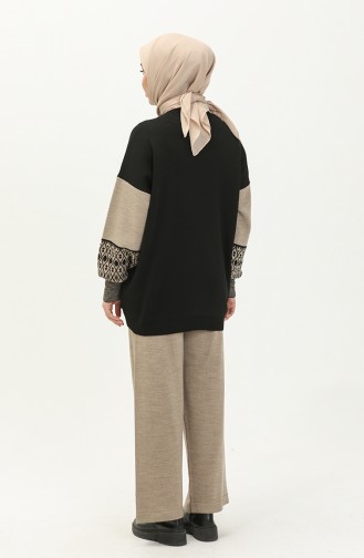 Ethnic Pattern Knitwear Suit 22167-05 Black 22167-05