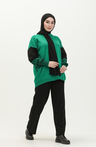 Trikot Anzug mit ethnisches Muster 22167-06 Grün 22167-06
