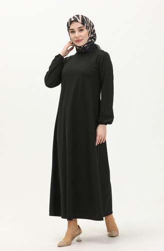 Kleid mit elastische Ärmel 0650-01 Schwarz 0650-01