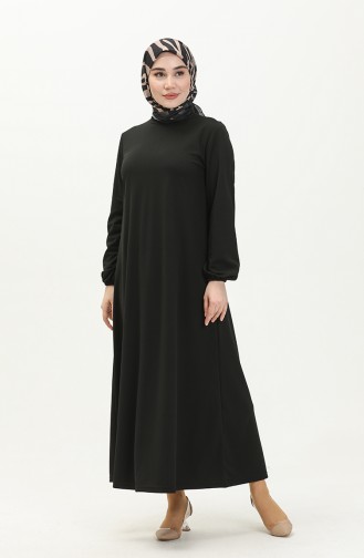 Kleid mit elastische Ärmel 0650-01 Schwarz 0650-01