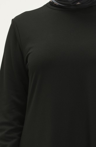 Kleid mit elastische Ärmel 0650-01 Schwarz 0650-01