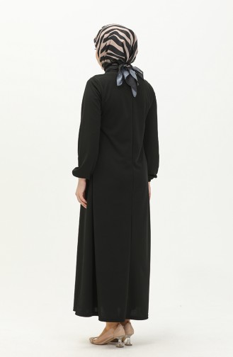 Kleid mit elastische Ärmel 0650-01 Schwarz 0650-01