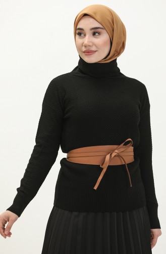 Degaje Yaka Triko Kazak 6342-01 Siyah