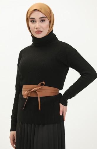 Degaje Yaka Triko Kazak 6342-01 Siyah
