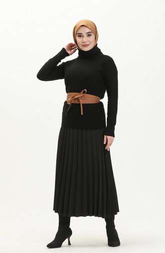 Degaje Yaka Triko Kazak 6342-01 Siyah