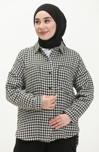 Houndstooth Pattern Tunic 1081-01 Black and White 1081-01