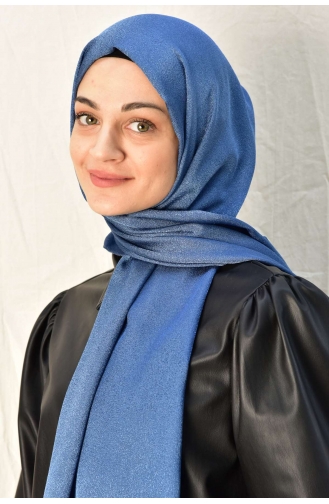 Burden Parlak Düz Şal 000054-10 İndigo