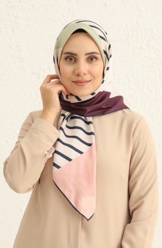 Écharpe en Sergé à Motifs 3008-03 Plum Ecru 3008-03