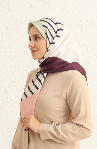 Écharpe en Sergé à Motifs 3008-03 Plum Ecru 3008-03