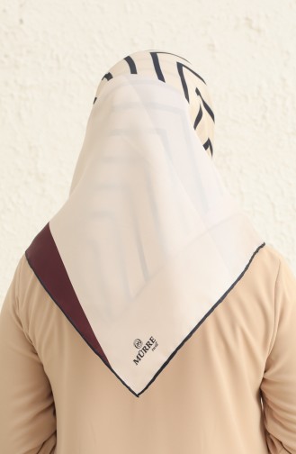 Écharpe en Sergé à Motifs 3008-03 Plum Ecru 3008-03