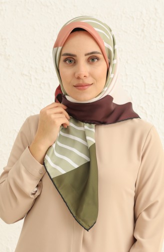 Gemustertes Twill Kopftuch 3008-04 Kirschrot-Ekrü 3008-04