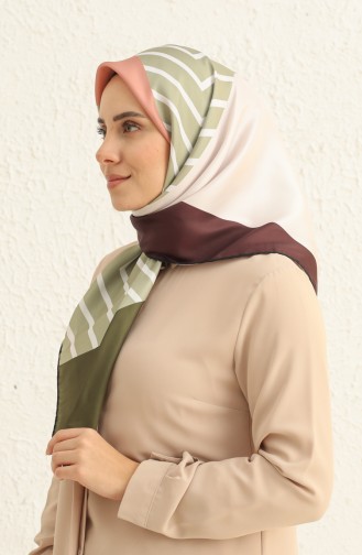 Gemustertes Twill Kopftuch 3008-04 Kirschrot-Ekrü 3008-04