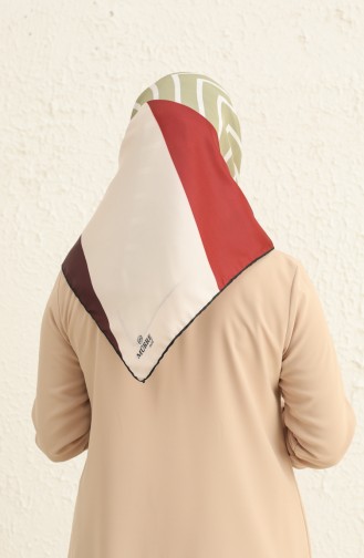 Gemustertes Twill Kopftuch 3008-04 Kirschrot-Ekrü 3008-04