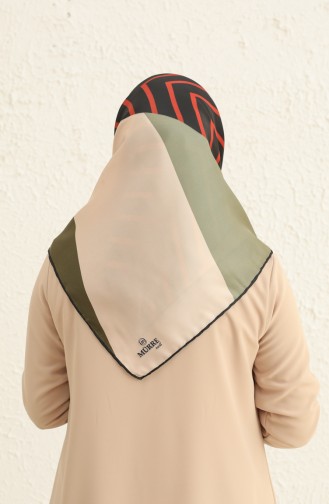 Gemustertes Twill Kopftuch 3008-06 Khaki-Orange 3008-06