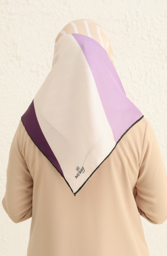 Gemustertes Twill Kopftuch 3008-08 Violett-Creme 3008-08