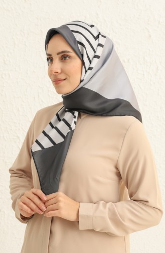 Gemustertes Twill Kopftuch 3008-09 Schwarz-Grau 3008-09