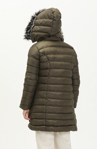 Zippered Quilted Coat 1001-01 Khaki 1001-01