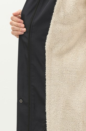 Coat aus Bondit-Stoff mit Pelzdetail 1005-01 Dunkelblau 1005-01