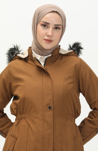 Coat aus Bondit-Stoff mit Pelzdetail 1005-02 Tabak 1005-02