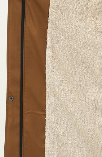 Bondit Fabric Fur Detailed Coat 1005-02 Tan 1005-02