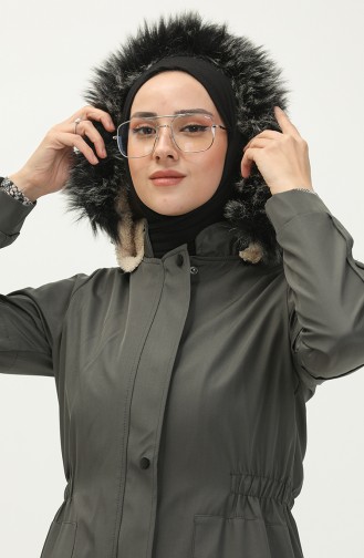 Bondit Fabric Fur Detailed Coat 1005-03 Smoke-Colored 1005-03
