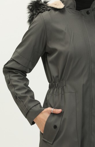 Bondit Fabric Fur Detailed Coat 1005-03 Smoke-Colored 1005-03