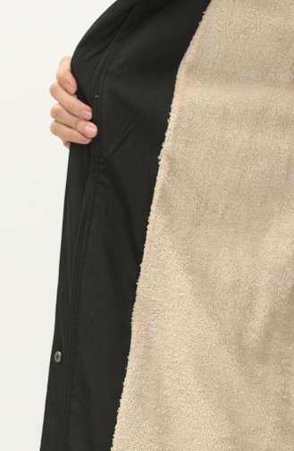 Coat aus Bondit-Stoff mit Pelzdetail 1005-04 Schwarz 1005-04