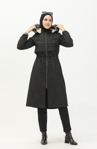 Coat aus Bondit-Stoff mit Reißverschluss 1123-01 Schwarz 1123-01